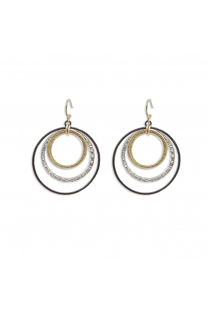 3 Tone Round Earring